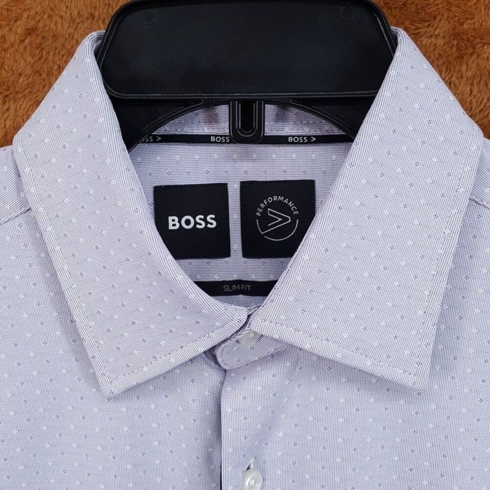 HUGO BOSS Shirt Mens Size 15 Light Purple Performance Slim Fit HANK KENT $198